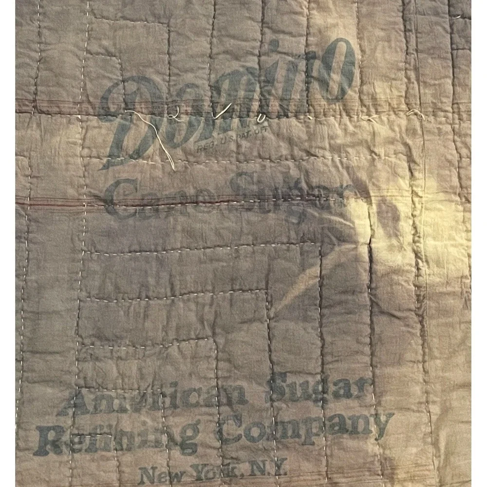 Vtg 1930s Dresden Plate Quilt NRA Blue Eagle Domino Sugar Sack Backing Folk Art